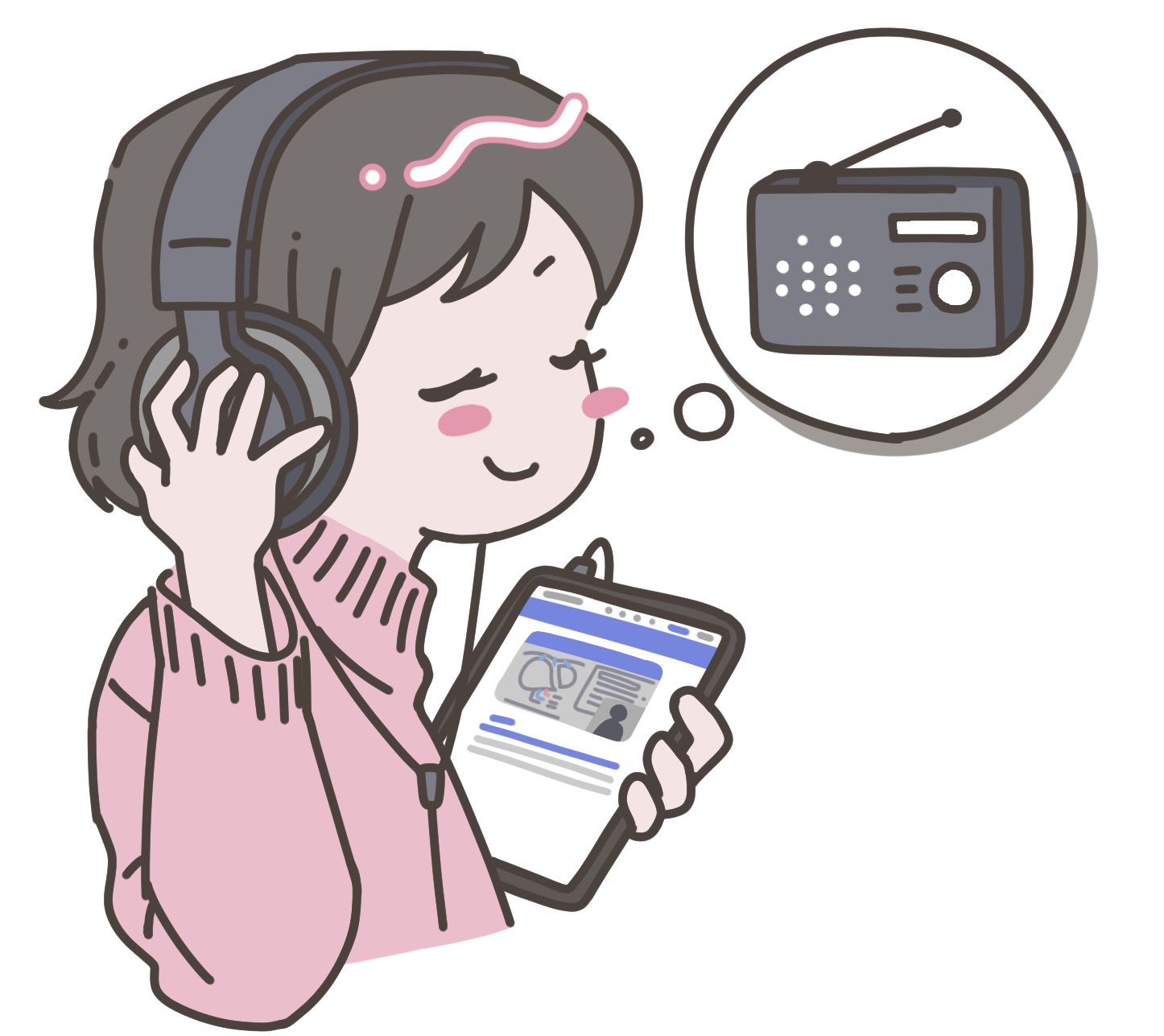 動画の音声学習をしているイメージイラスト