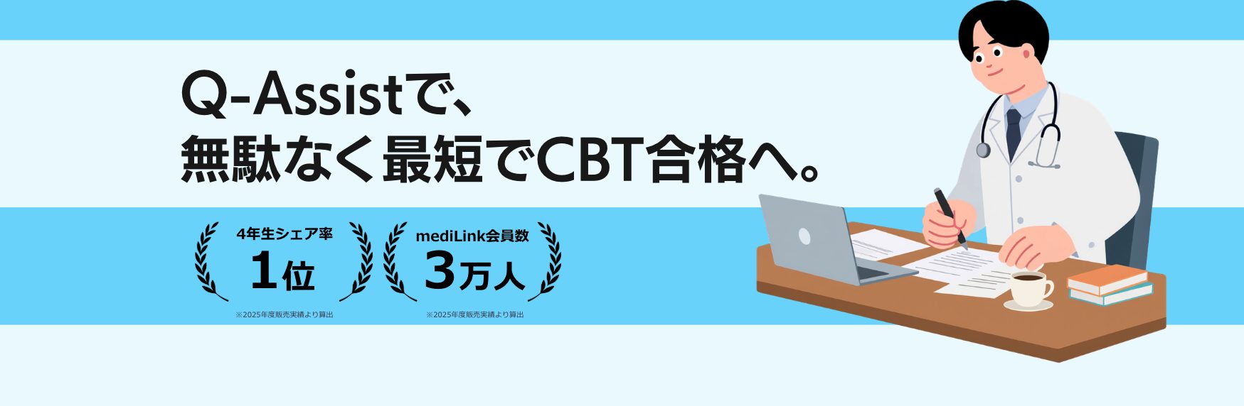 画像①Q-Assistで、無駄なく最短でCBT合格へ。